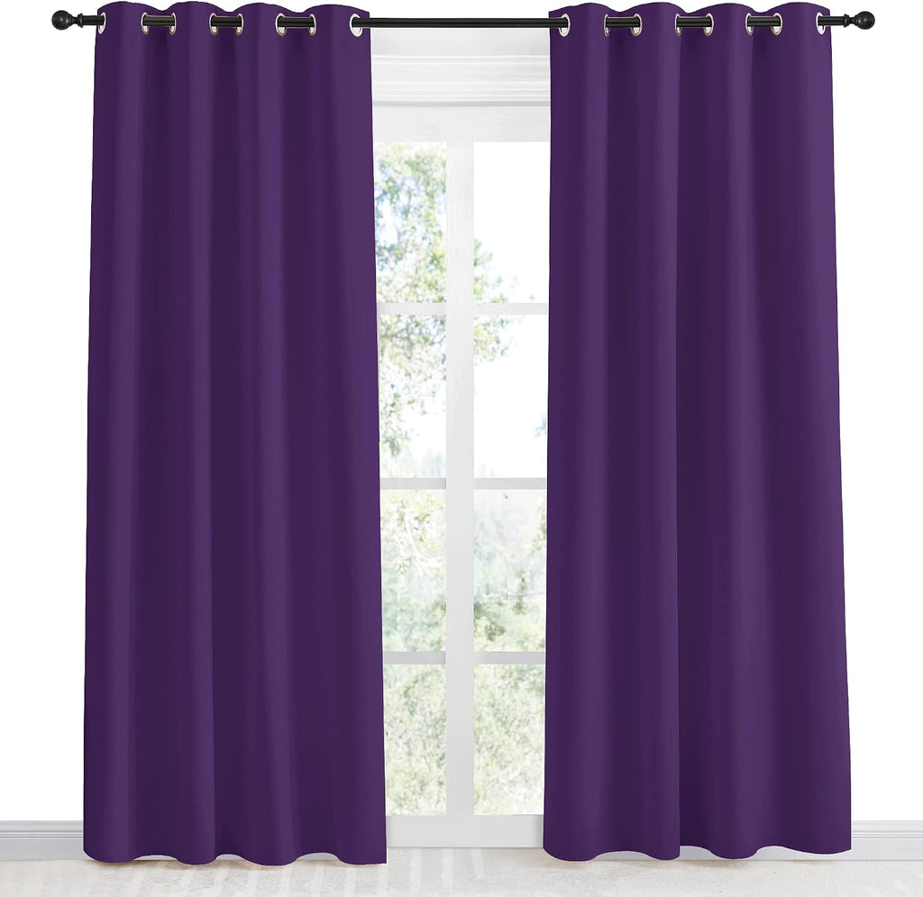 NICETOWN Blackout Window Curtain Short, 55W x 86L, Sold Individually, Royal Purple Color, Home Fashion Thermal Insulated Room Darkening…