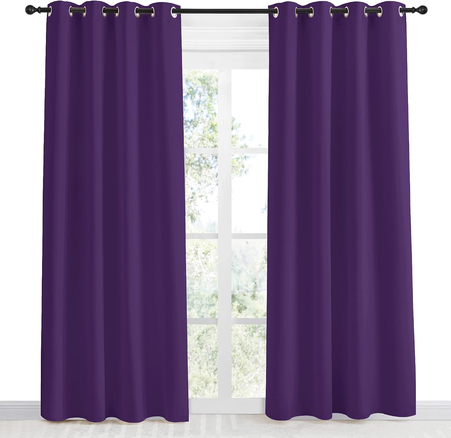 NICETOWN Blackout Window Curtain Short, 55W x 86L, Sold Individually, Royal Purple Color, Home Fashion Thermal Insulated Room Darkening…