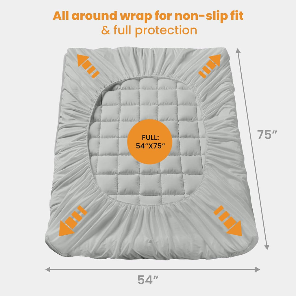 Matbeby Full Size Mattress Pad - Cooling Breathable Mattress Topper, Quilted Fitted Mattress Protector, Pillow Top Mattress Cover with 8-21…