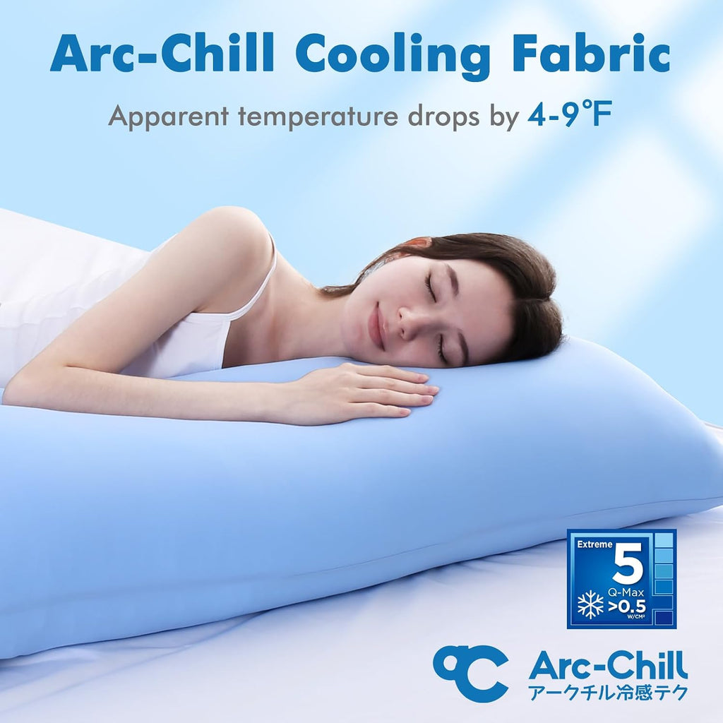 Avolare Cooling Pillow Cases, Arc-Chill Q-Max>0.5 Body Pillowcases for Hair Skin and Hot Sleepers, Soft Silky 20" x 54" Summer Long Pillow…