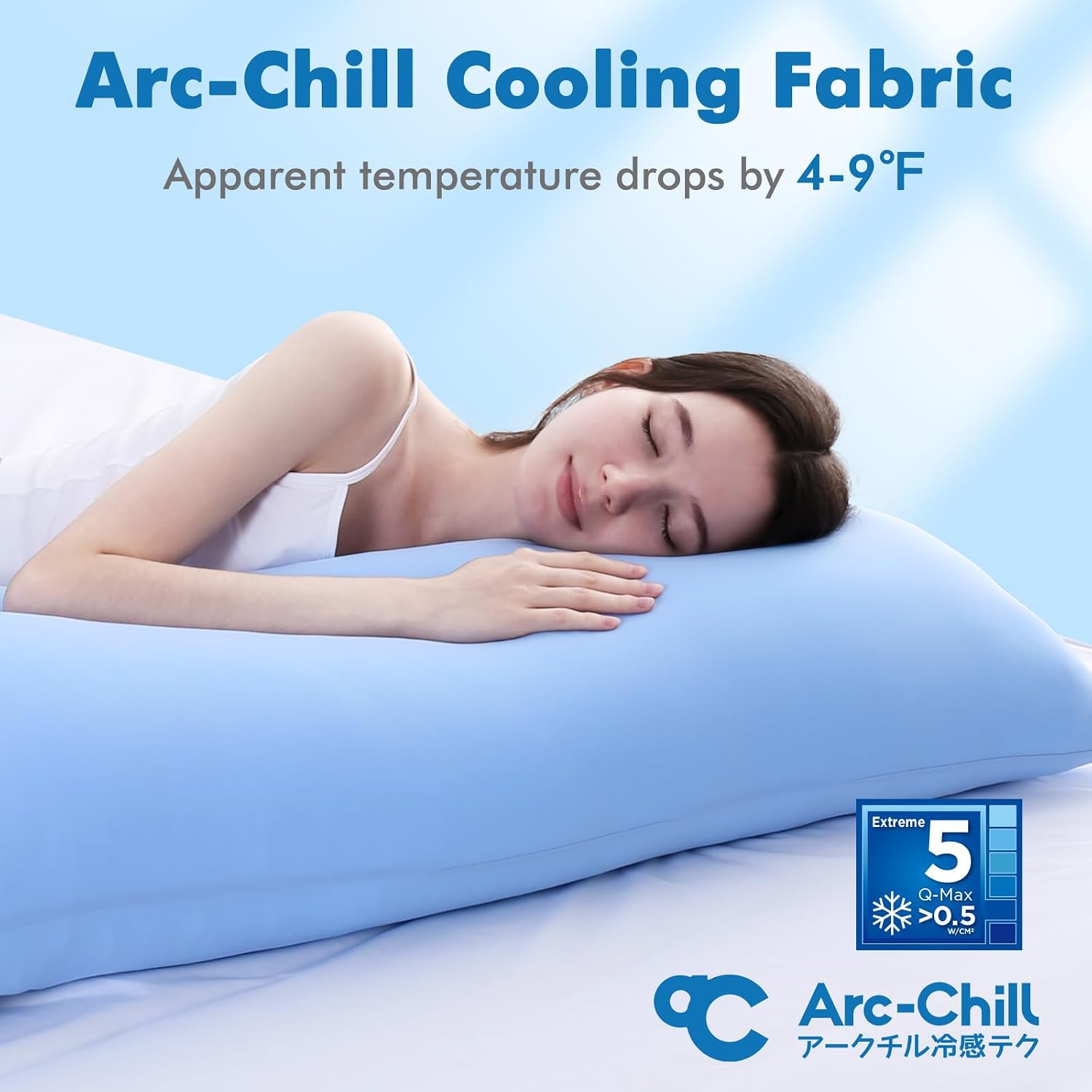 Avolare Cooling Pillow Cases, Arc-Chill Q-Max>0.5 Body Pillowcases for Hair Skin and Hot Sleepers, Soft Silky 20" x 54" Summer Long Pillow…