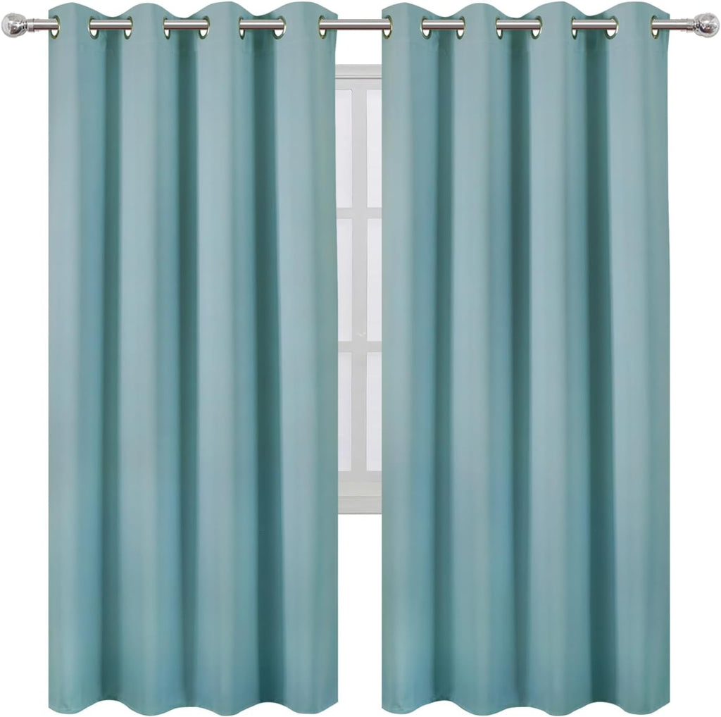 Lemomo Blackout Curtains 66 x 72 Inch Long Stone Blue Curtains Set of 2 Panels Room Darkening Curtains for Bedroom and Living Room 72 Inch…