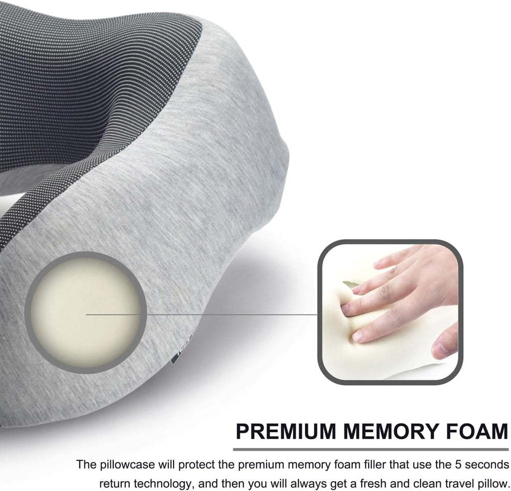napfun Neck Pillow for Travel with Travel Pouch, Sleep Mask & Earplugs, Memory Foam Airplane Pillow for Headrest Sleep with Eyeshades…