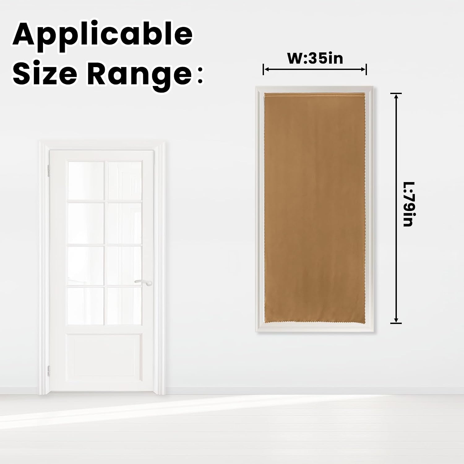Self Adhesive Curtains, Stick Curtain Blackout Shades Window Cover Curtains for Living Room No Drilling, 35" W X 79" L, Brown, 1 Panel