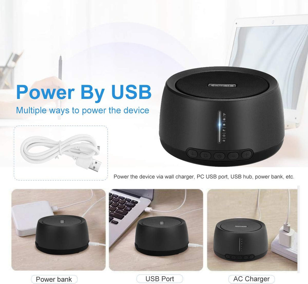 Exmate Sound Machine for Office Privacy, White Noise Machine for Sleeping Adults with 30 Non-Looping HiFi Soothing Sound, Memory Function a…