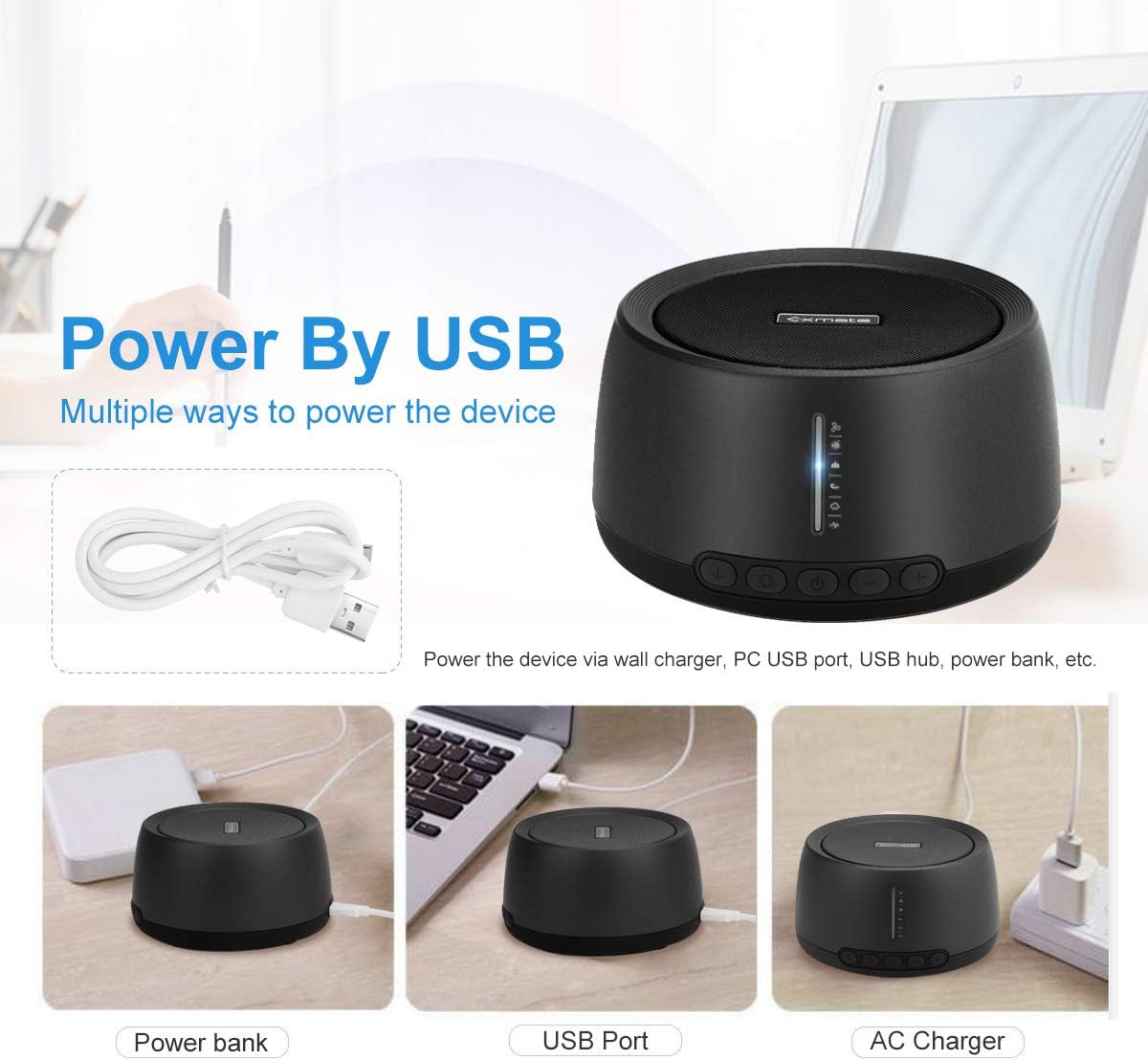 Exmate Sound Machine for Office Privacy, White Noise Machine for Sleeping Adults with 30 Non-Looping HiFi Soothing Sound, Memory Function a…