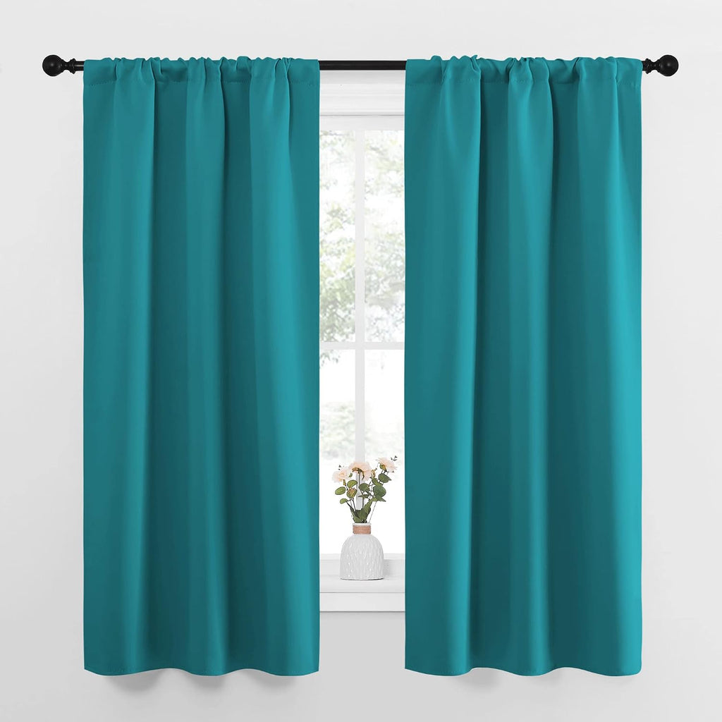 NICETOWN Peacock Blue Blackout Curtains Panels for Window, Thermal Insulated Rod Pocket Blackout Drapes/Draperies for Living Room (2…