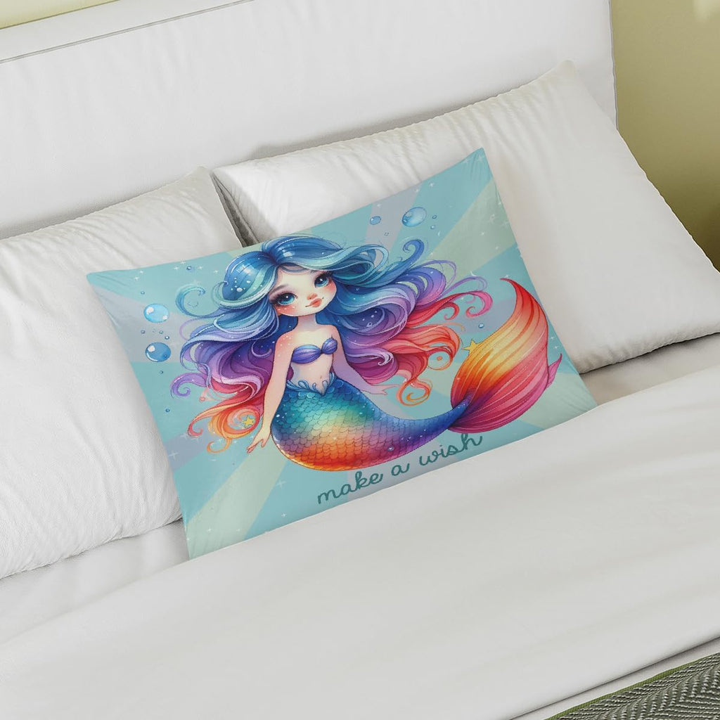 Satin Pillowcase for Hair and Skin Rainbow Mermaid Girls Soft Silk Pillow Case with Envelope Closure Cooling Pillow Cases Slip Standard…