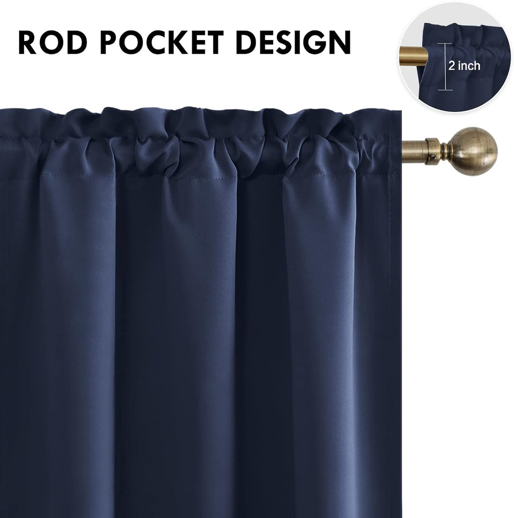 Dwcn Navy Room Darkening Blackout Curtains - Thermal Insulated Privacy Energy Saving Window Curtain Drapes 38 x 63 inch Length, Set of 2 Be…