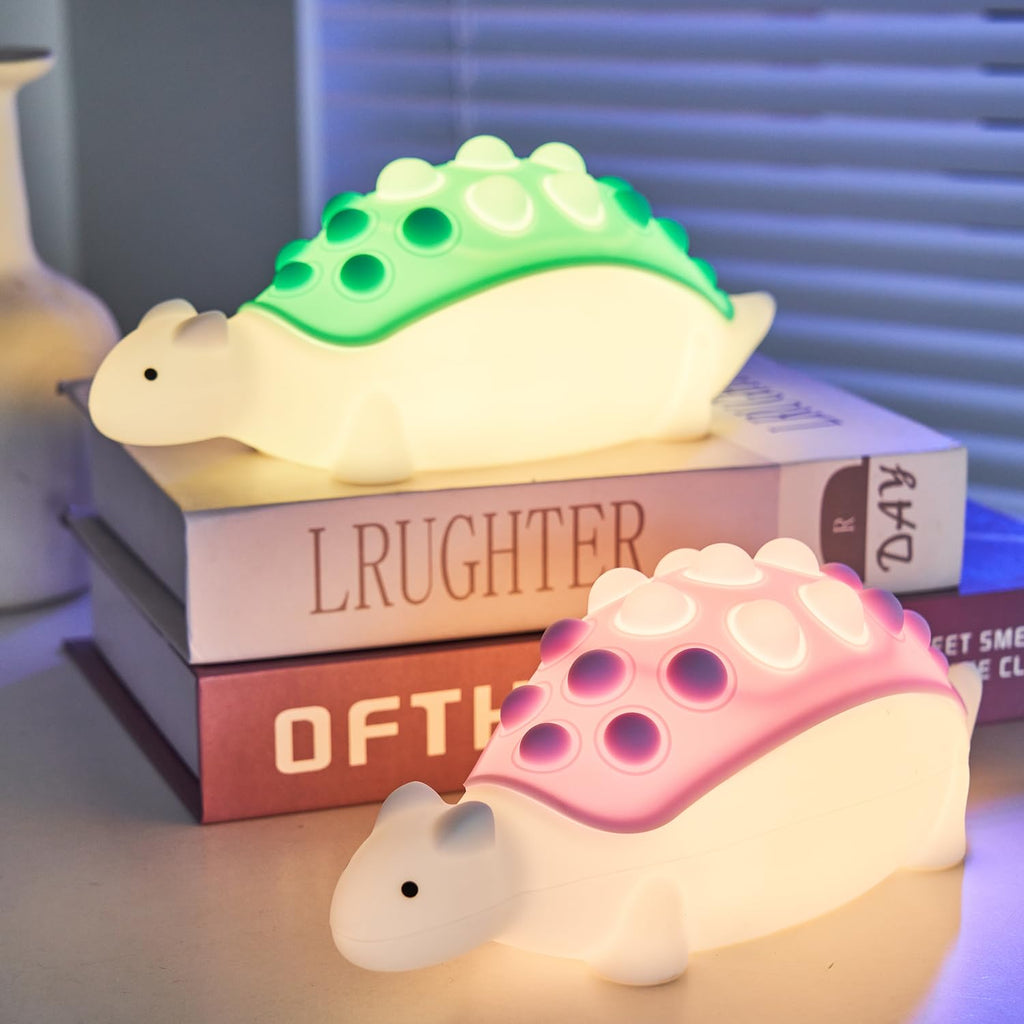 Dinosaur Night Light, Silicone Dino Lamp with Pop Bubble,7 Nightlight Modes Rechargeable Bedside Touch Lamp, Room Decor, Cute Lamp…