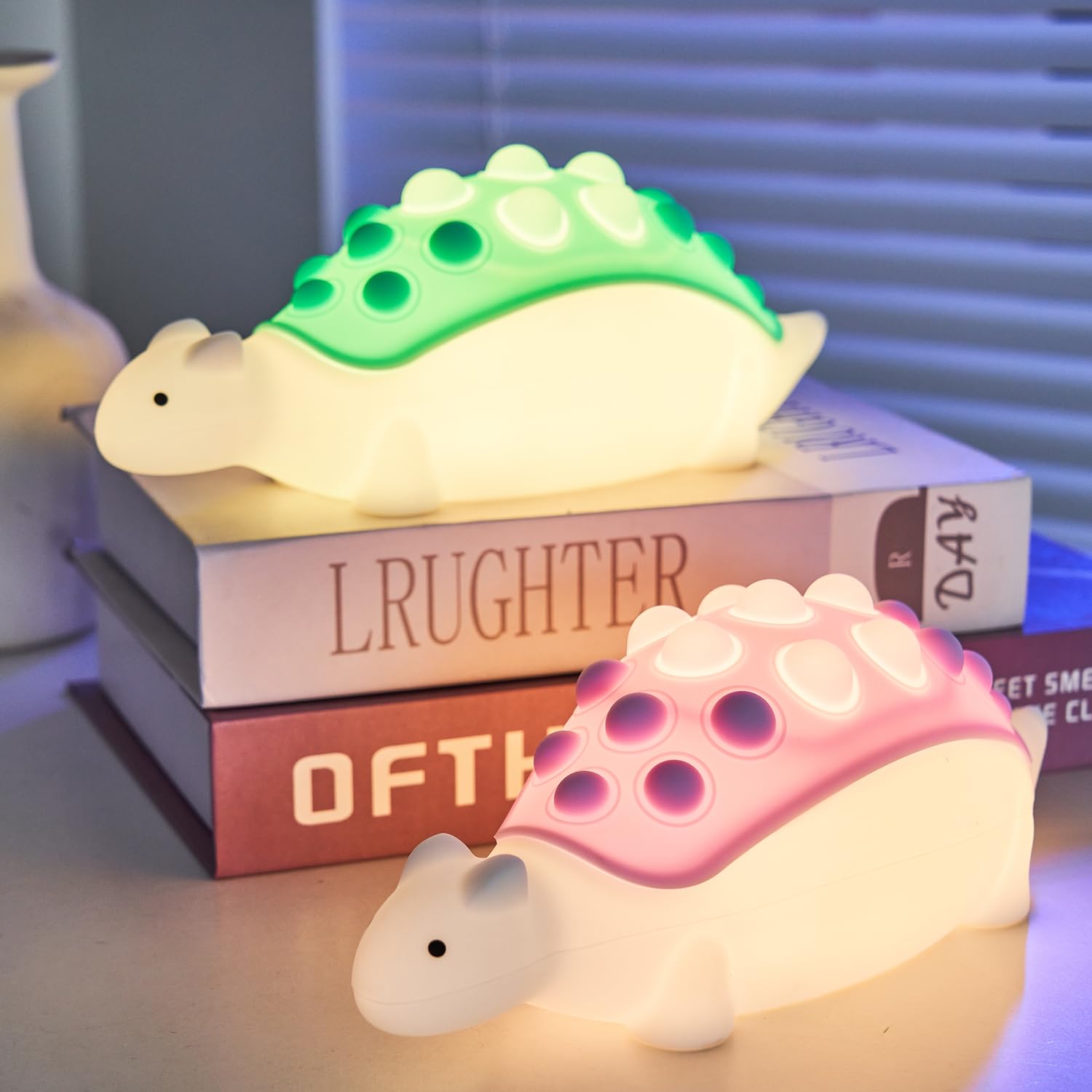 Dinosaur Night Light, Silicone Dino Lamp with Pop Bubble,7 Nightlight Modes Rechargeable Bedside Touch Lamp, Room Decor, Cute Lamp…
