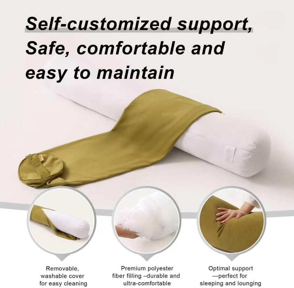 Body Pillow for Adults, Long Round Pillow, Big Cylindrical Pillow, Large Full Bolster Pillows for Side Sleepers (Golden Yellow, 47.24"*7.87")