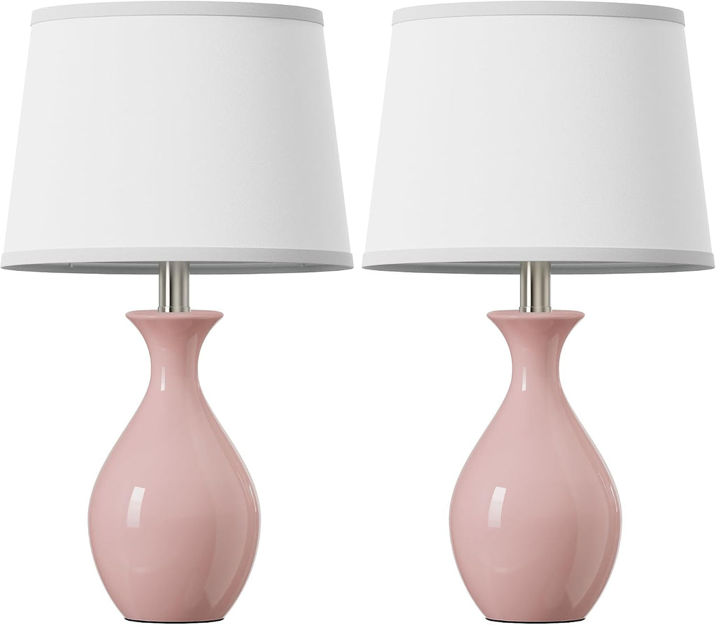 PARTPHONER Table Lamp Set of 2, Modern Ceramic Bedside Lamps for Night Stands, Classic Small Lamp Nightstand Lamp for Bedroom Living Room…