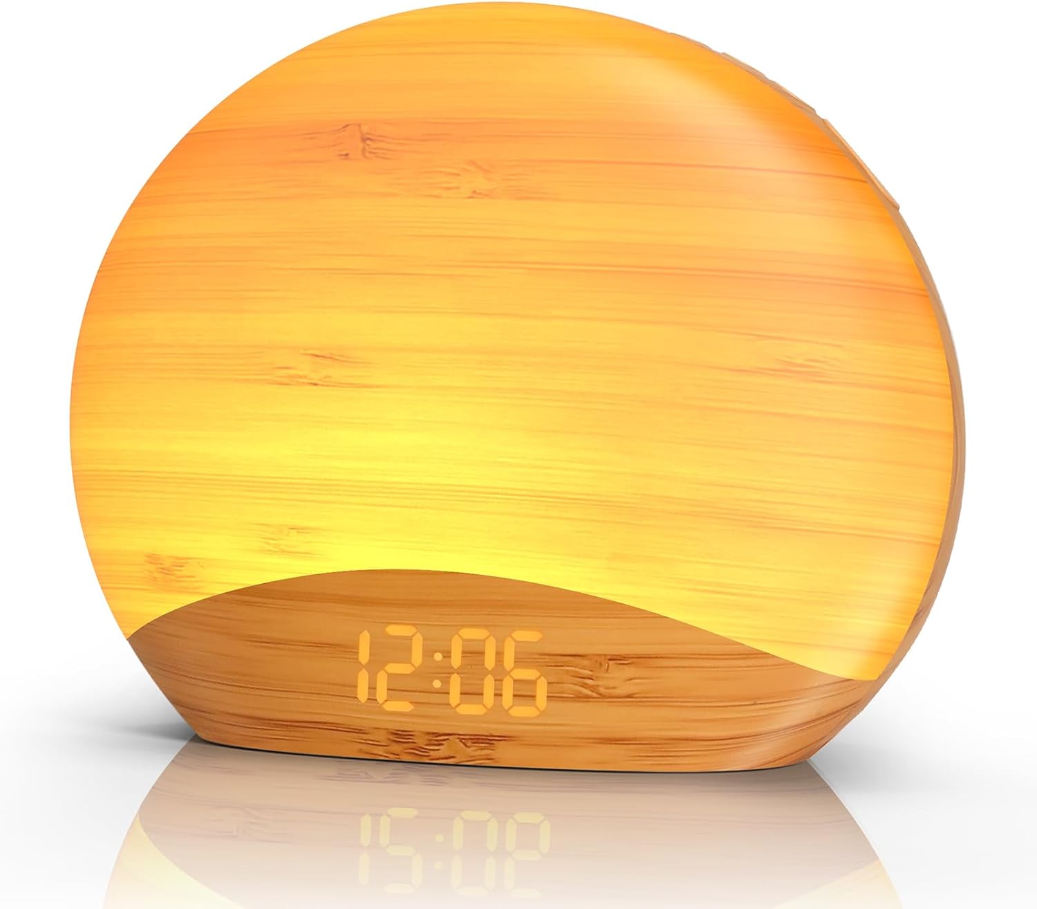 REACHER Natural Wood Grain Sound Machine Sunrise Alarm Clock,26 Nature Inspired Sleeping Sounds, 0-100% Dimmable Clock, Night…