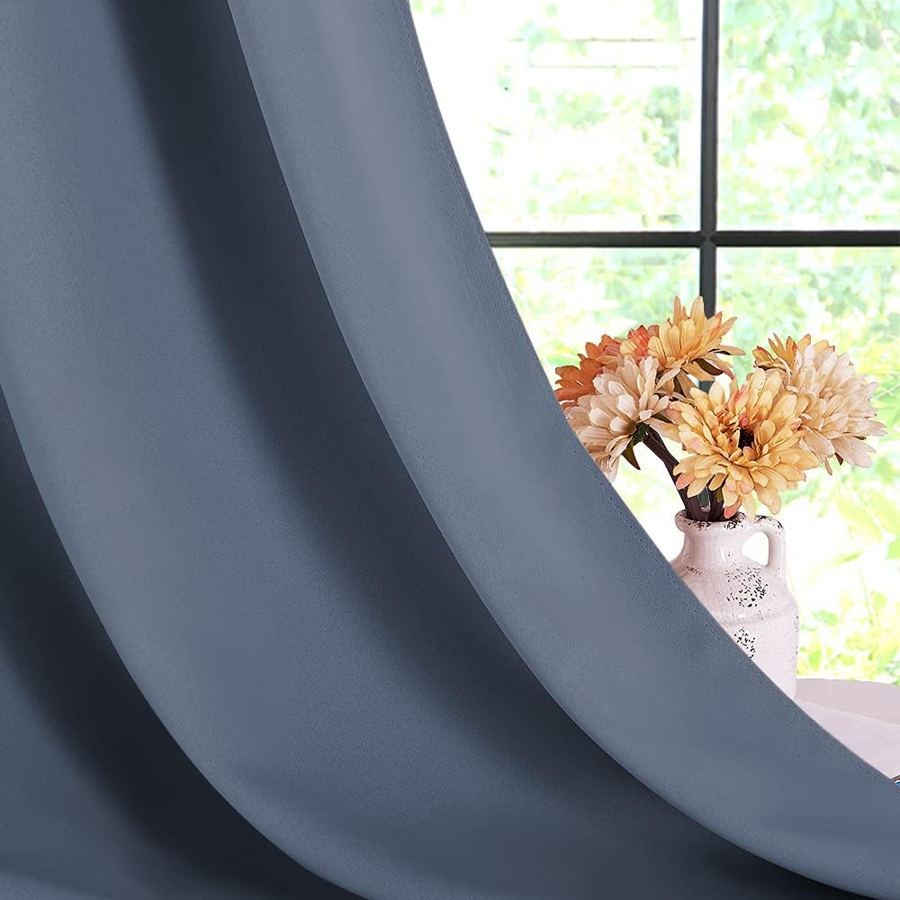 NICETOWN Kitchen Curtains Blackout Curtains & Drapes, Stone Blue, 34" Wide x 60" Long, Set of 2, Thermal Insulated Grommet Top Window…