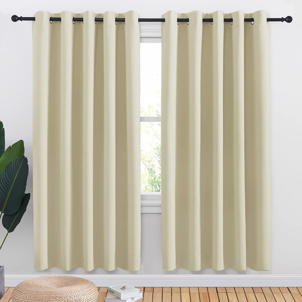 NICETOWN Room Darkening Draperies Window Curtain Panels, Thermal Insulated Grommet Room Darkening Curtains for Bedroom (Beige, 2 Panels…