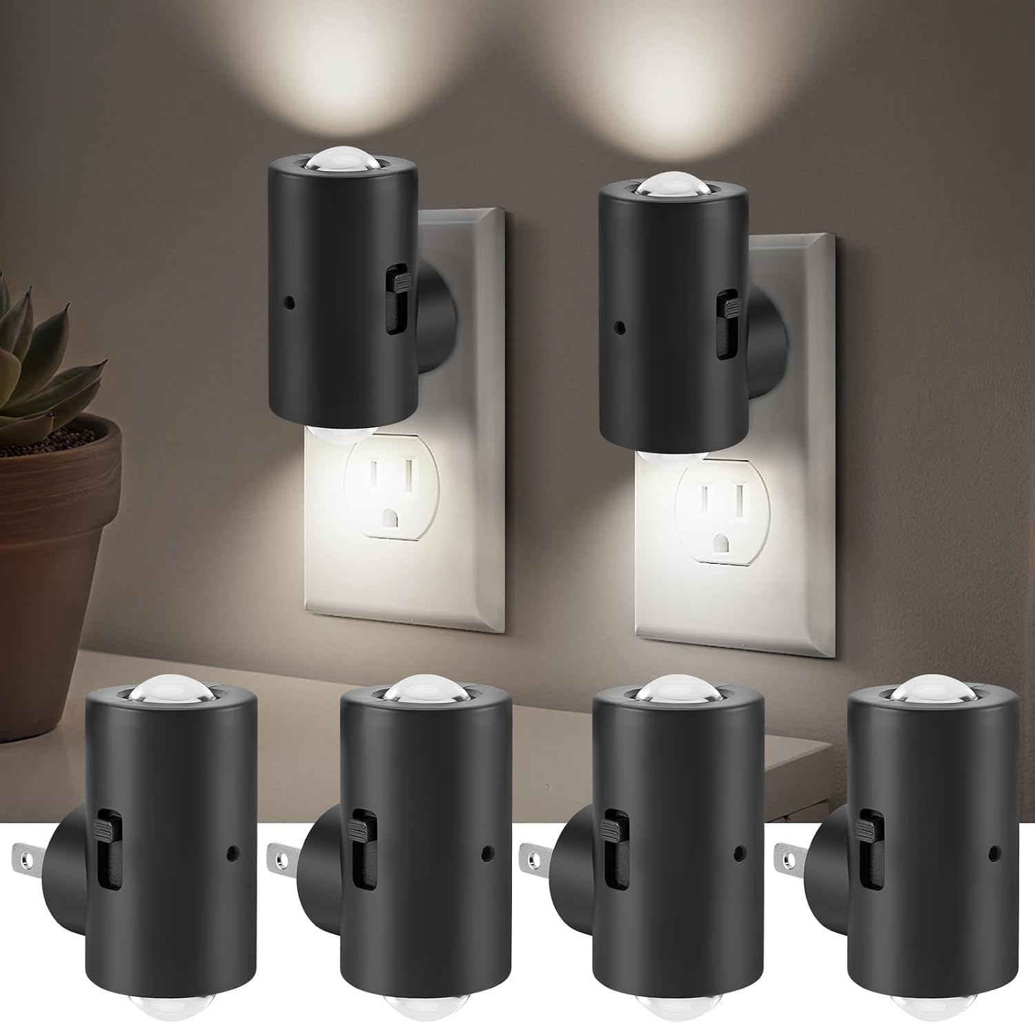 TSEXES LED Night Lights Plug into Wall, Dimmable Plug in Night Light, Dusk to Dawn,5000K Daylight,0-200LM Bright Nightlight Auto-On/Off…