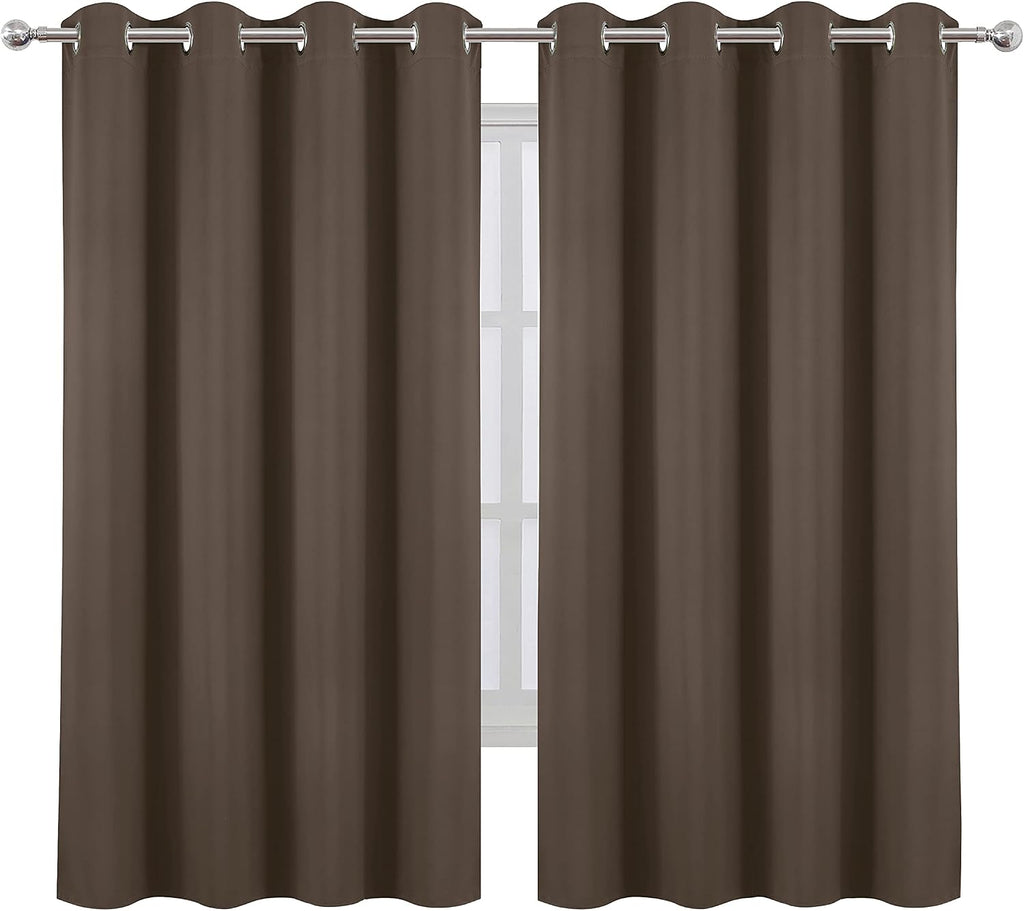 Lemomo Chocolate Brown Blackout Curtains 52 x 63 Inch Length/Set of 2 Curtain Panels/Thermal Insulated Room Darkening Blackout Curtains for…