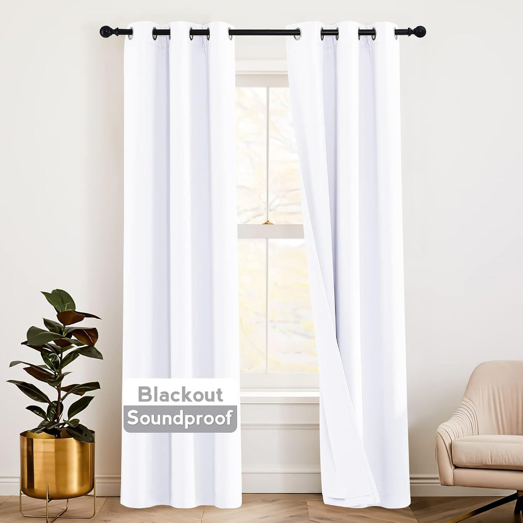 Rybhome RYB HOME Thermal Curtains Soundproof - 3-in-1 Drapes Noise Barrier - 100% Blackout - Energy Efficient Window Curtains for Bedroom N…