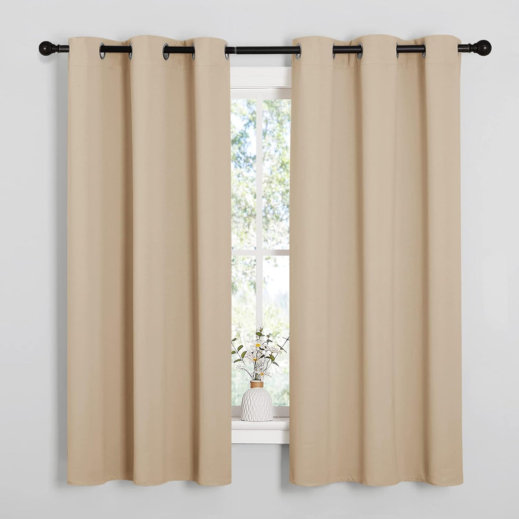 NICETOWN Thermal Insulated Grommet Room Darkening Curtains/Draperies/Panels for Bedroom (2 Panels, W42 x L63 inches, Biscotti Beige)