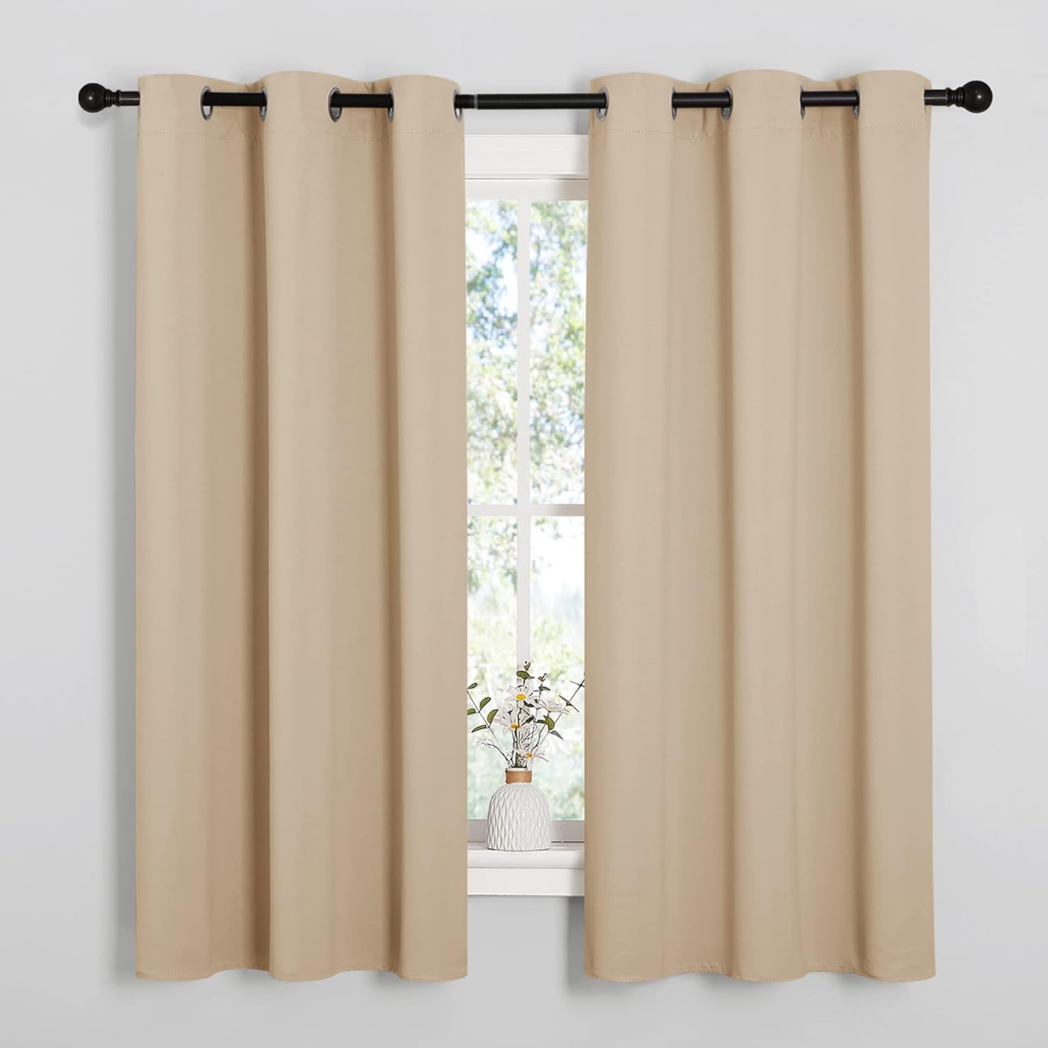 NICETOWN Thermal Insulated Grommet Room Darkening Curtains/Draperies/Panels for Bedroom (2 Panels, W42 x L63 inches, Biscotti Beige)