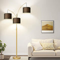 Nintiue Dimmable Floor Lamp - 3 Lights Gold Floor Lamps for Living Room with Black Shades & Heavy Base, Mid Century Tree Floor Lamp for…