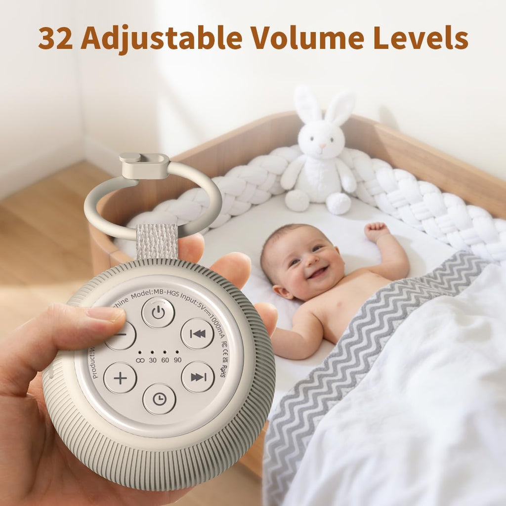 Portable Travel Sound Machine White Noise Machine 40h Battery Brown Noise Machine 30 Soothing Sounds & Hushing Sound for Baby 4 Timers…