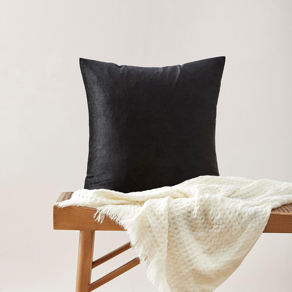 GIGIZAZAFocusingonhomedecoration GIGIZAZA Black Velvet Pillow Covers 18x18, Decorative Square Throw Pillows Modern Covers Small Solid Living…