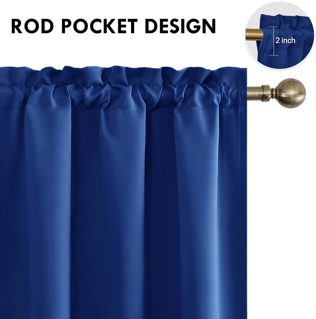 Dwcn Blackout Curtains Room Darkening Thermal Insulated Bedroom Curtains Window Curtain Panels, 38 x 45 inches Long, Set of 2 Classic Blue…