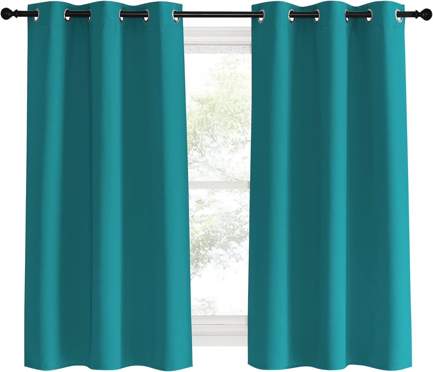 NICETOWN Room Darkening Curtains 60 inch Length 2 Panels, Peacock Teal, 2 Pieces, W42, Thermal Insulated Grommet Blackout Curtains for…