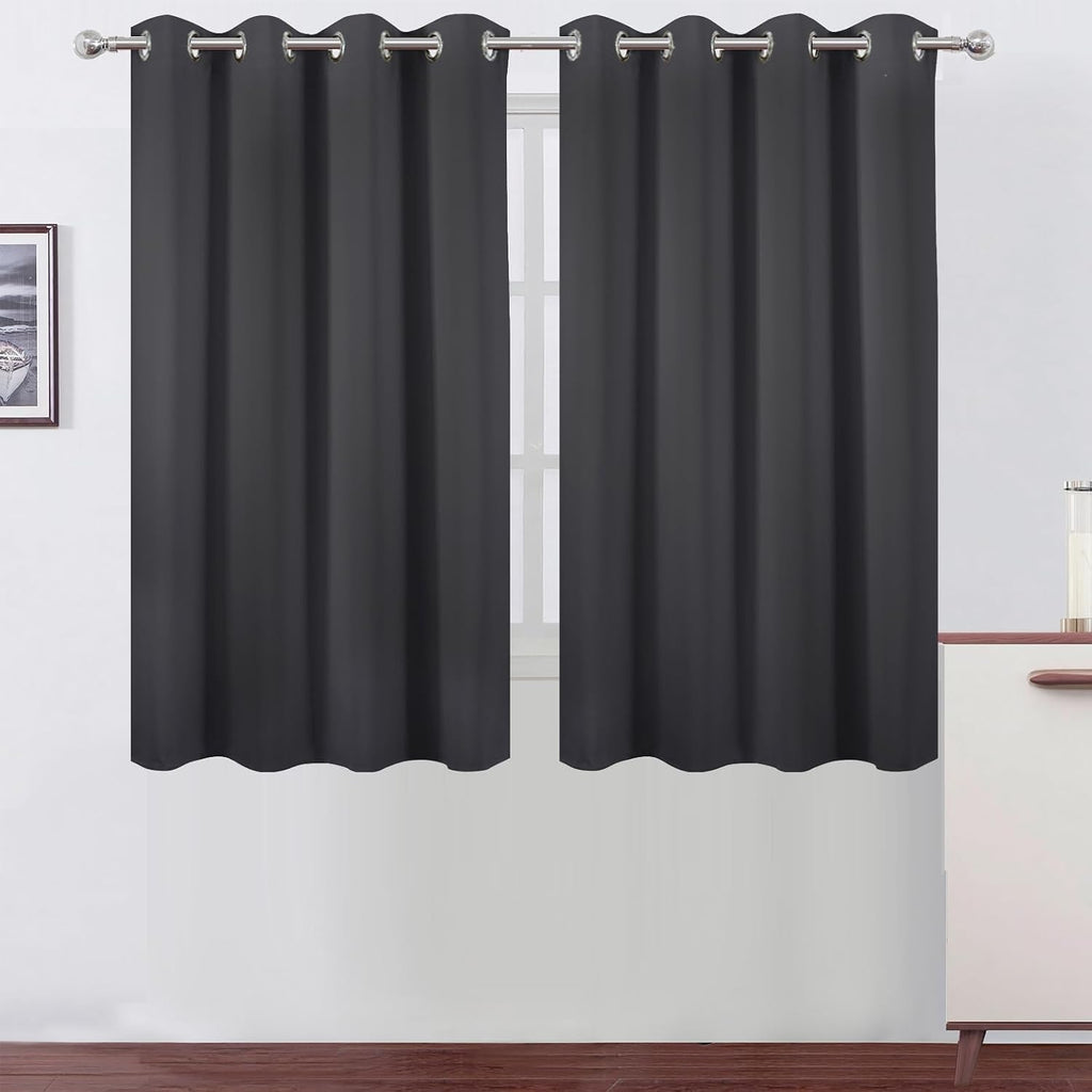 Lemomo Dark Grey Thermal Blackout Curtains/52 x 54 Inch/Set of 2 Panels Room Darkening Curtains for Bedroom 54 Inch Grey