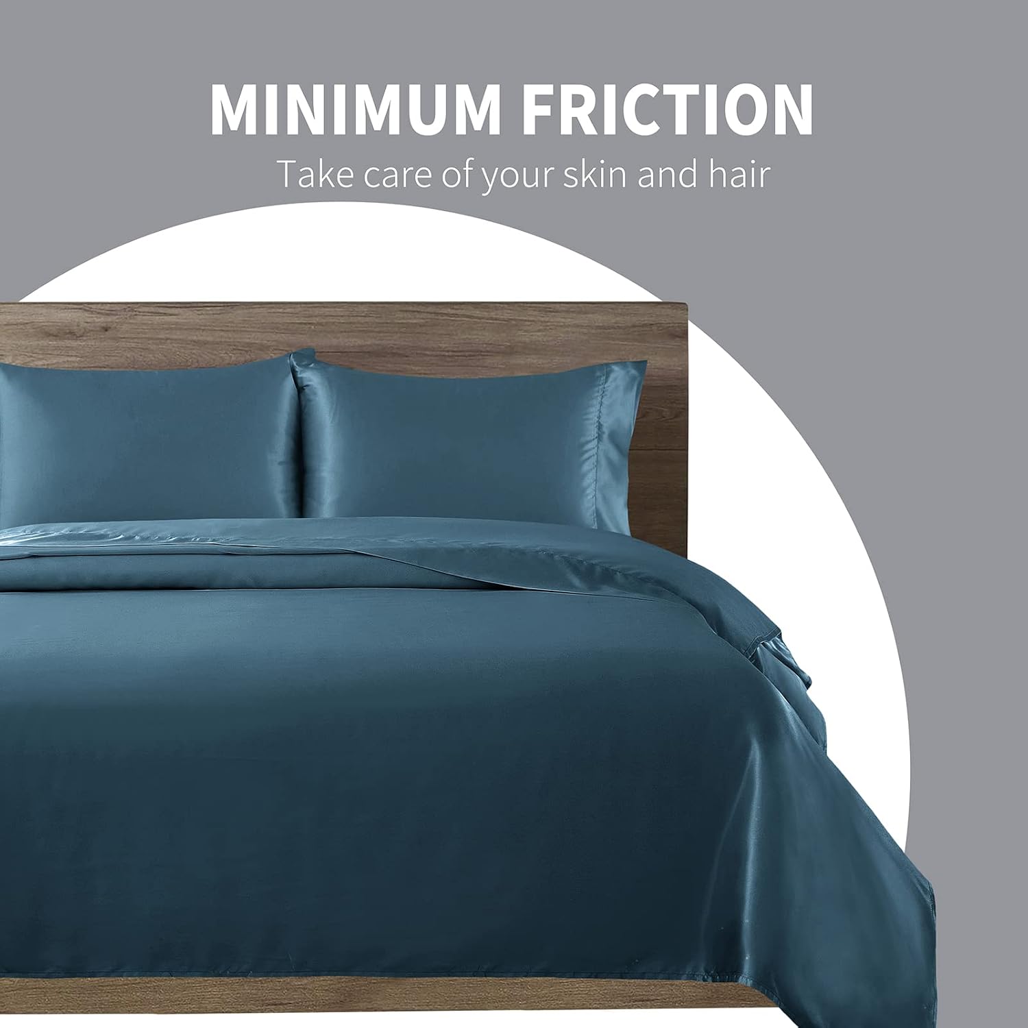 Cobedzy 4 Pieces Navy Blue Satin Sheets Queen Size Bed Set, Luxury Silky Satin Bedding Sheets Set with 1 Deep Pocket Fitted Sheet, 1 Soft F…