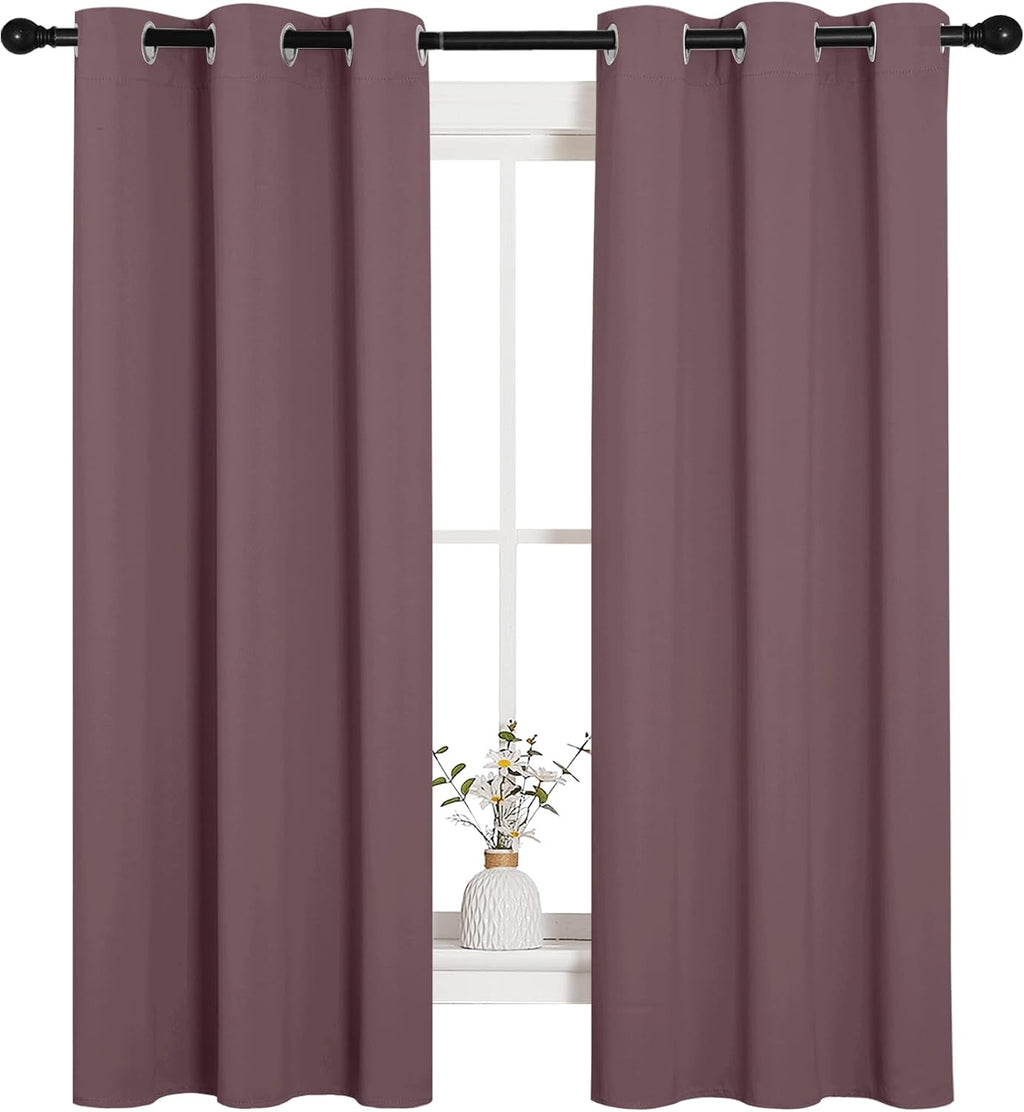 NICETOWN Bedroom Curtain Panels Blackout Draperies, 1 Pair, 34 by 63 inches, Dry Rose, Thermal Insulated Solid Grommet Blackout…