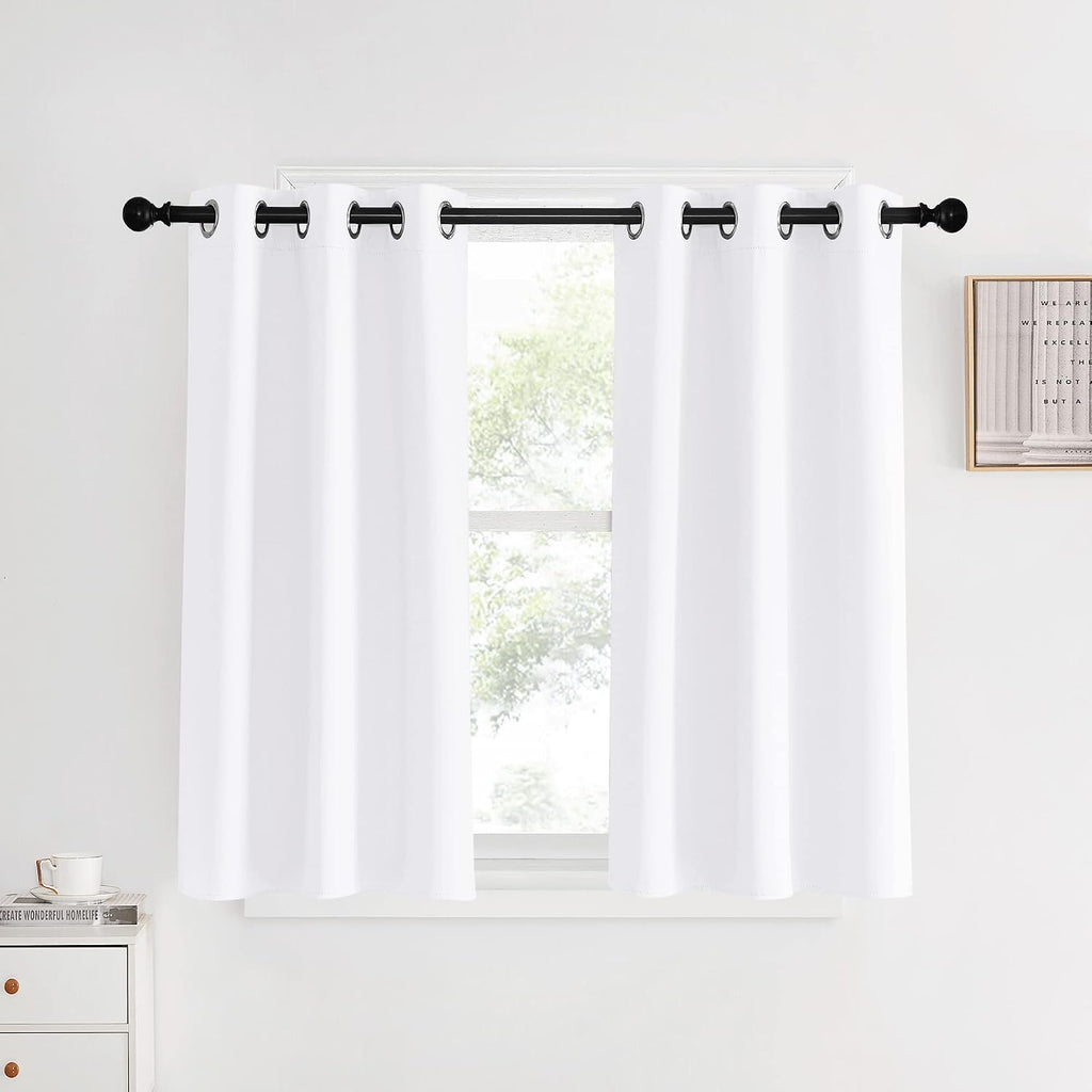 NICETOWN White Short Window Curtains 40 inch Long for Windows, White, W34, 1 Pair, Solid Grommet 50% Light Reducing Thermal Insulated…
