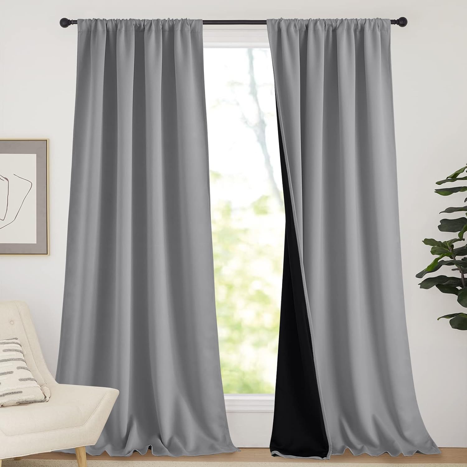 Nicetown 108 inch 100% Blackout Curtains, Window Treatment Rod Pocket Curtains for Patio Sliding Door, Extra Long Thermal Insulated Curtain…