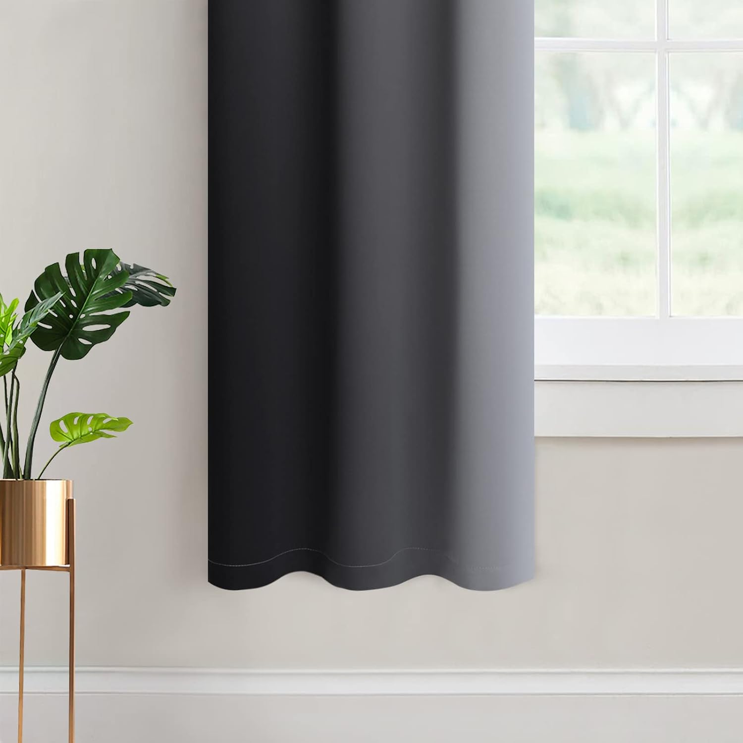 Yakamok Light Blocking Ombre Curtains, Greyish White and Black Gradient Color Curtains, Room Darkening Grommet Window Drapes for Bedroom(Bl…