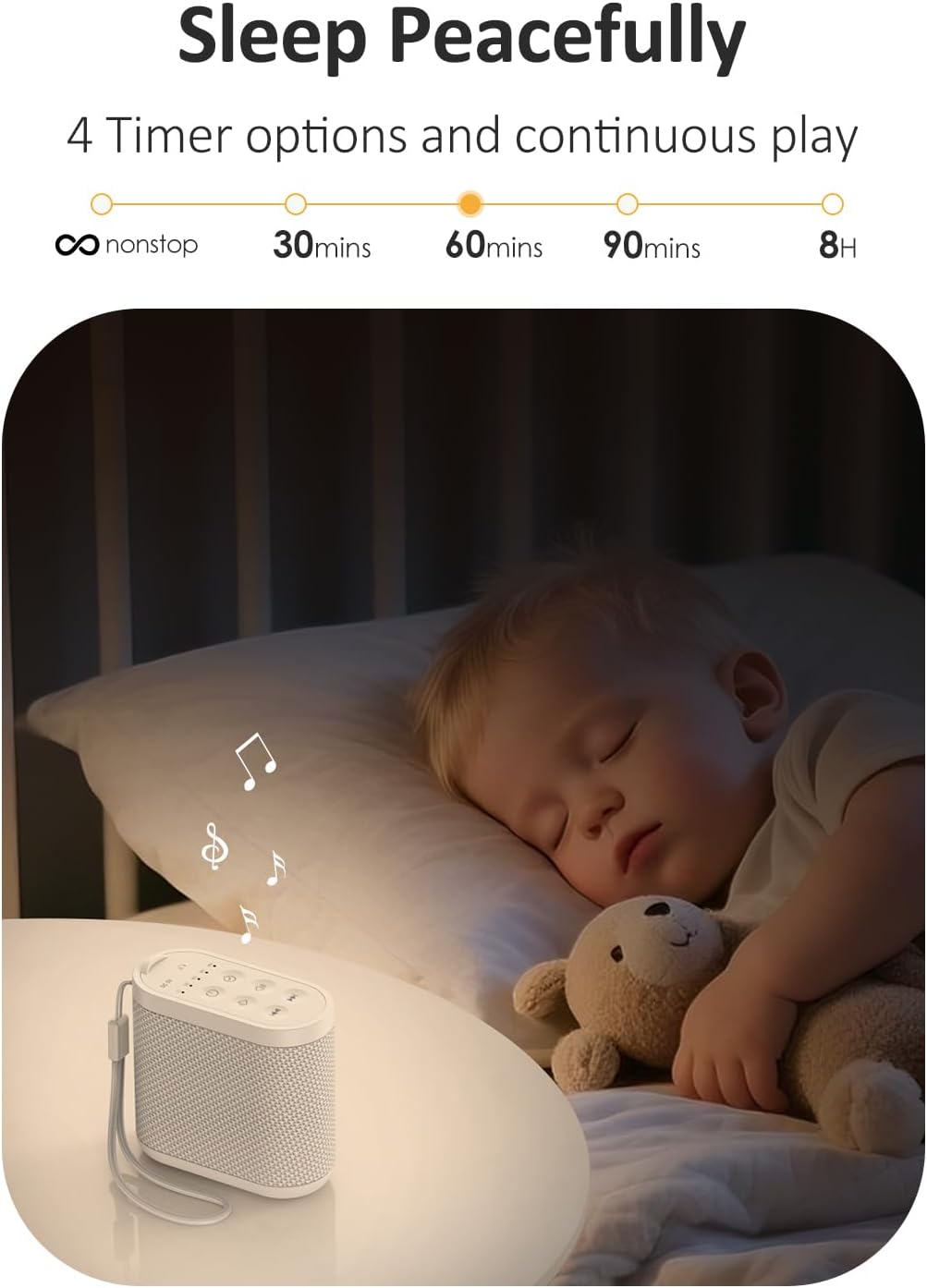 Portable Baby & Adults Sound Machine: Super Long-Lasting & Rechargeable Battery, Headphone Jack, 21 Sounds - White Noise Machine for…
