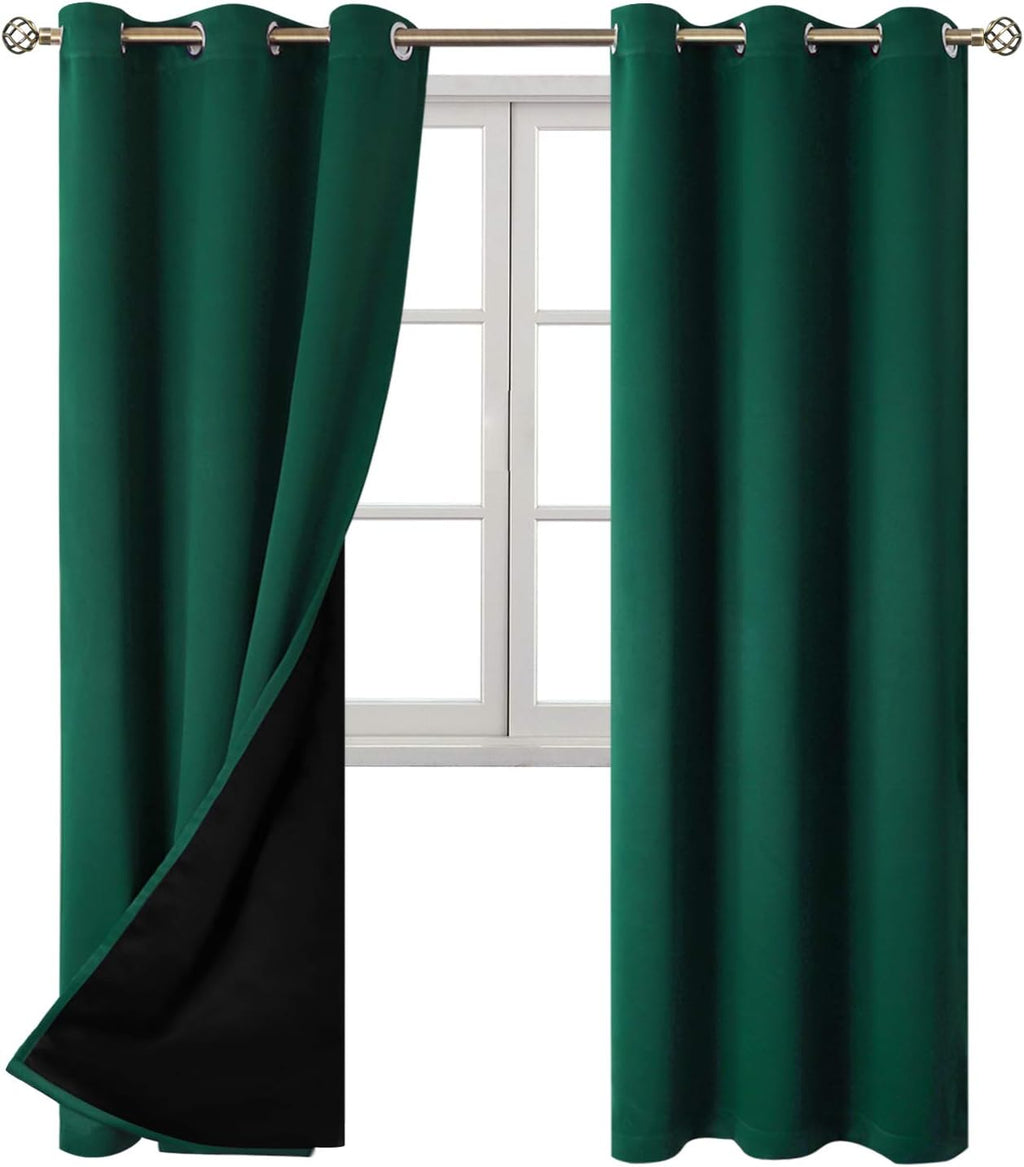 BGment Thermal Insulated 100% Blackout Curtains for Bedroom with Black Liner, Double Layer Full Room Darkening Noise Reducing Grommet Curta…