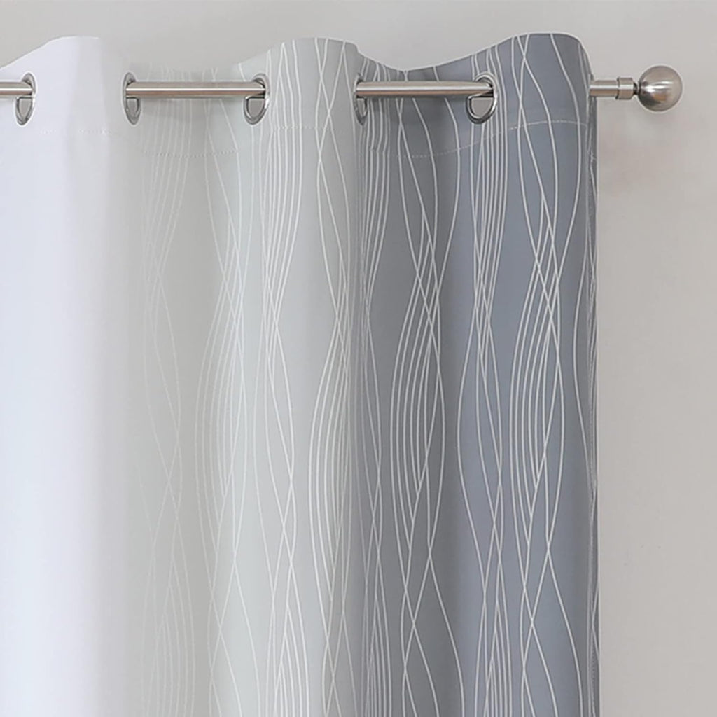 Estelartextiler Estelar Textiler Full Room Darkening Greyish White and Grey Blackout Curtains 84 Inch Length 2 Panels Set, Ombre Thermal In…