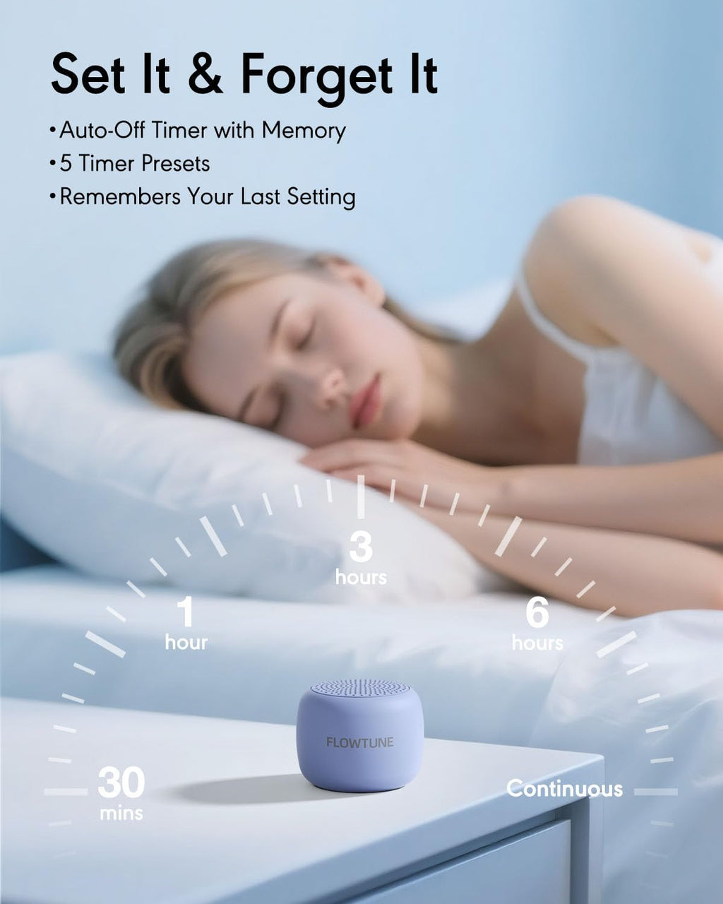 FLOWTUNE Sound Machine Flowtune White Noise Machine for Baby Adults, Mini Portable Sound Machine for Travel, 6H Timer, 18 Soothing Sleep…