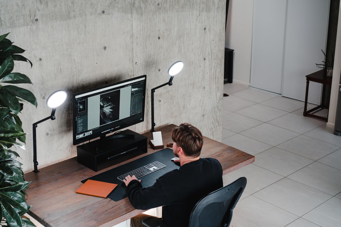 LUME CUBE Edge 2.0 LED Desk Lamp | Dimmable Home Office Desk Light with USB Charging Port & Strong Swing Arm | Adjustable Color…