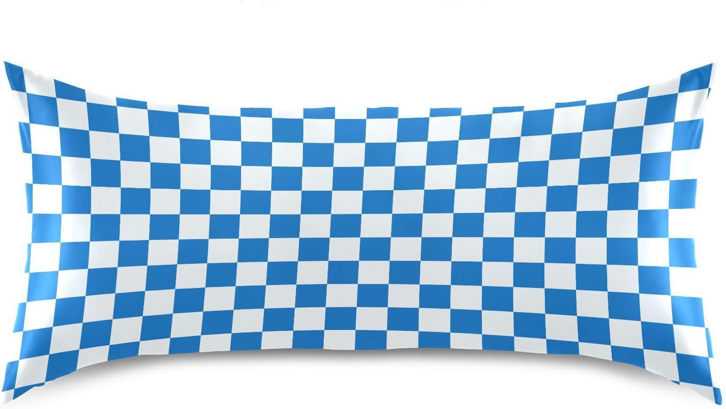 Checkerboard White Blue Plaid Print Pillow Covers Silk Pillowcase for Hair and Skin Soft Breathable Cooling Satin Pillowcase Standard…