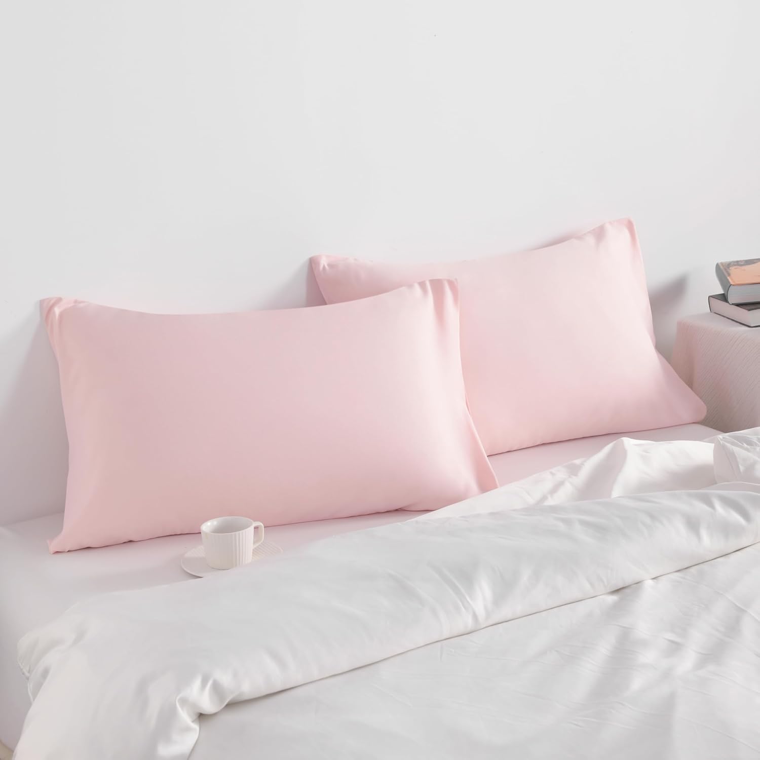 Ntbay Standard Pillow Cases Set of 2, 2 Pack Brushed Microfiber 20x26 Pillow Cases, Soft, Wrinkle, Fade, Stain Resistant Blush Pink Pillow…