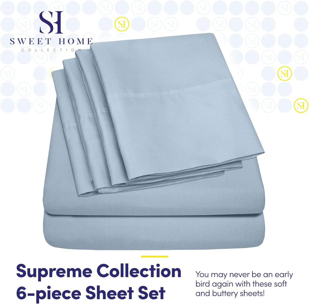 King Size Bed Sheets - 6 Piece 1500 Supreme Collection Fine Brushed Microfiber Deep Pocket King Sheet Set Bedding - 2 Extra Pillow Cases…