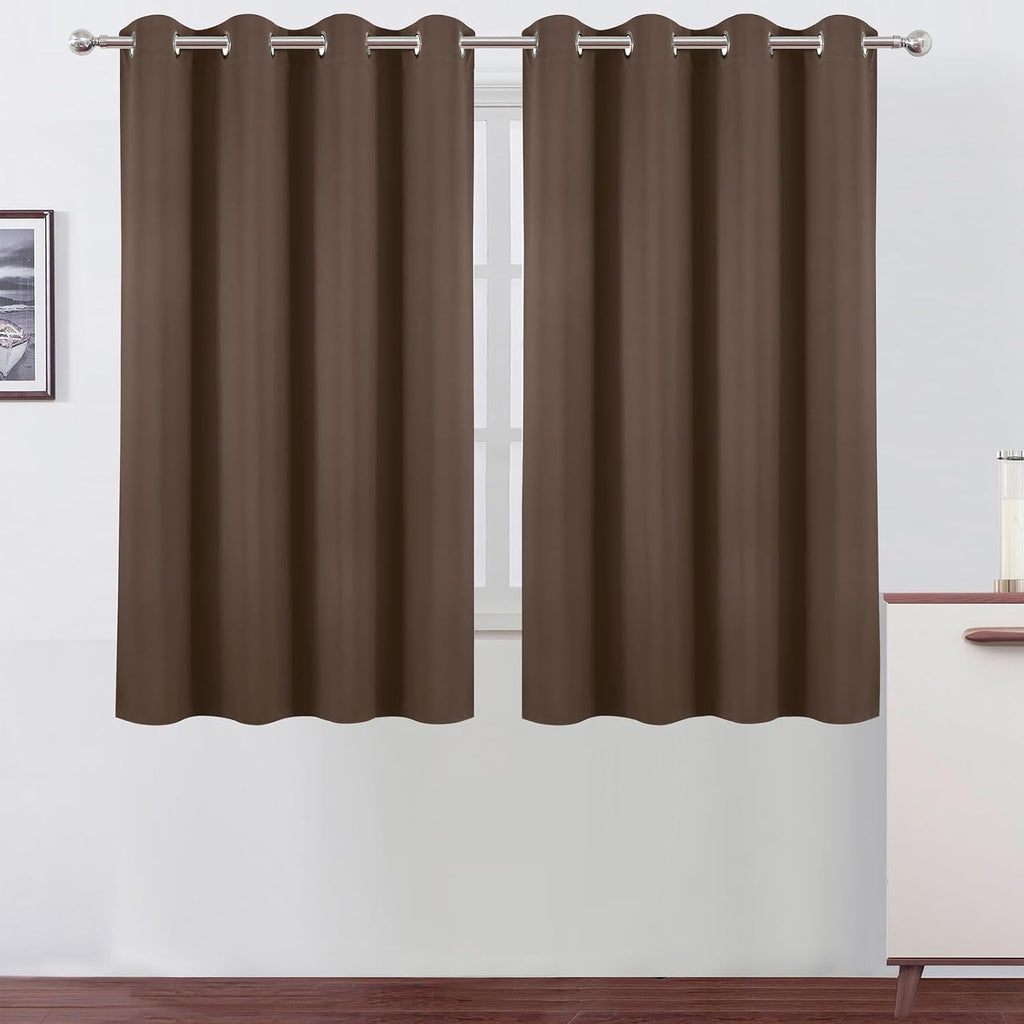 Lemomo Blackout Curtains 66 x 54 Inch Long Chocolate Curtains Set of 2 Panels Room Darkening Curtains for Bedroom and Living Room 54 Inch s…