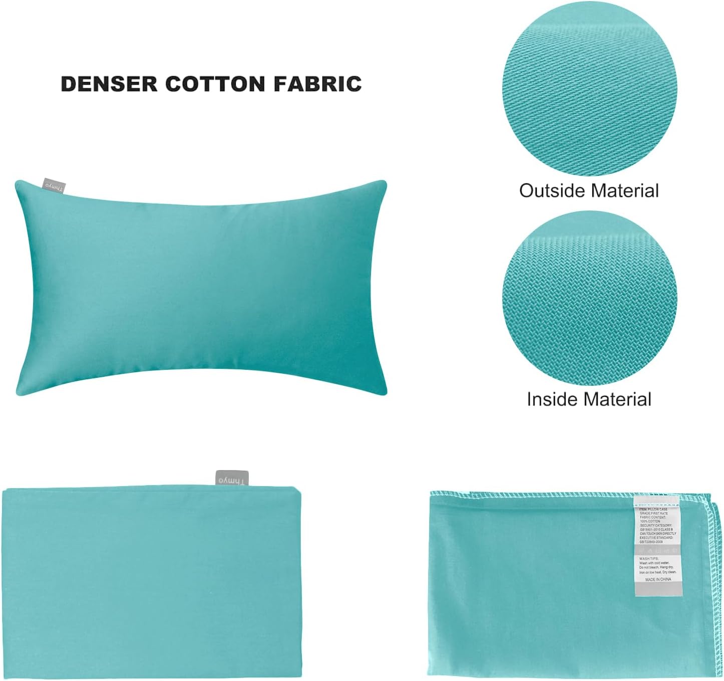 Thmyo 4-Pack 100% Cotton Lumbar Comfortable Solid Decorative Throw Pillow Case, Thmyo Rectangle Cushion Cover Pillowcase Sublimation Blank P…