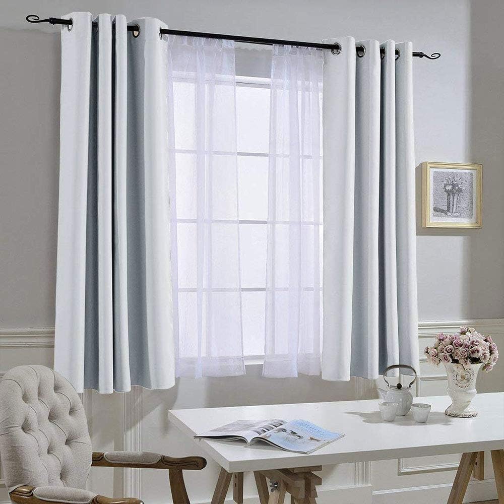 Nicetown Greyish White Room Darkening Curtains - Window Treatment Thermal Insulated Grommet Panels/Drapes for Bedroom (2 Panels, 52 by 54)…