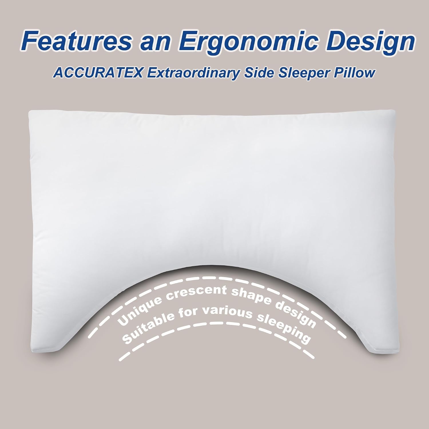 Accuratex Side Sleeper Pillow for Side and Back Sleepers-100% Cotton Cover Filled with Down Alternative, Queen Bed Pillows for Shoulder, Neck…