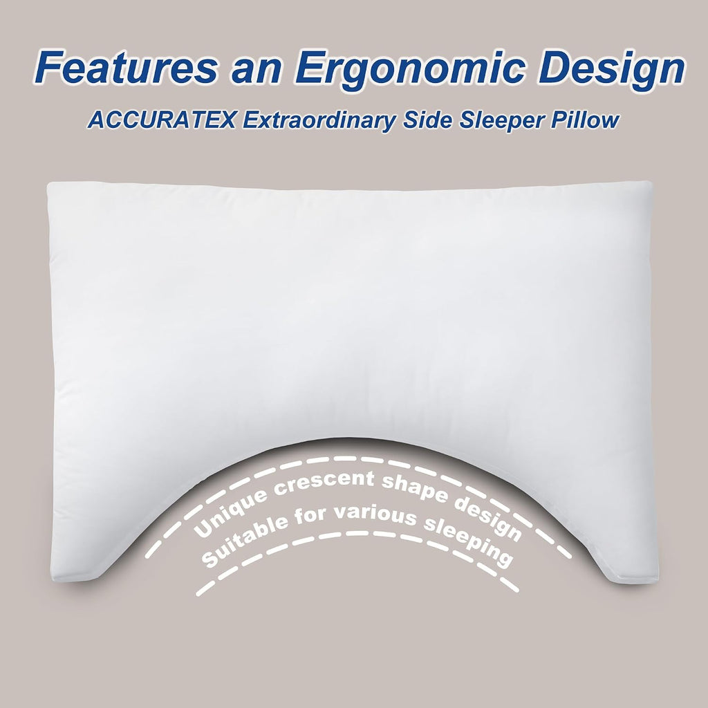 Accuratex Side Sleeper Pillow for Side and Back Sleepers-100% Cotton Cover Filled with Down Alternative, King Bed Pillows for Shoulder, Neck…