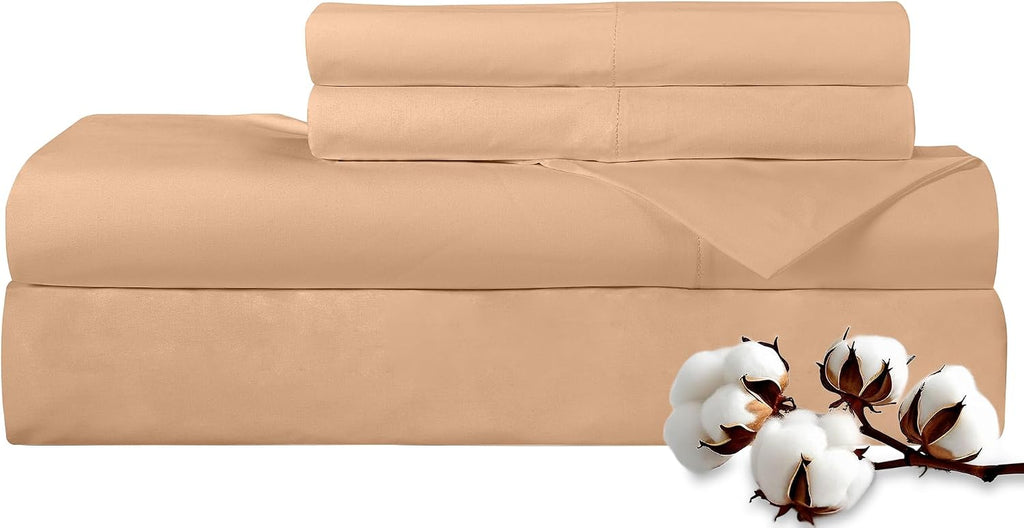 Royalelinens ROYALE LINENS 300 Thread Count 100% Long Staple Combed Cotton Sheet Set - 4 Piece King Bed Sheets - 1 Fitted, 1 Flat & 2 Pillo…